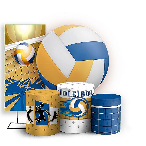 Capas Painel Redondo Trio Cilindro e Faixa Lateral Sublimado - Voleibol