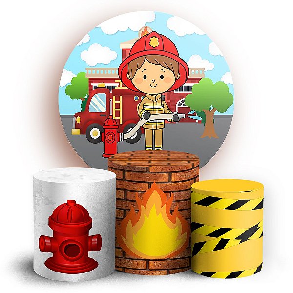 KIT Redondo e Trio - Bombeiro Baby - Sublimado 3D