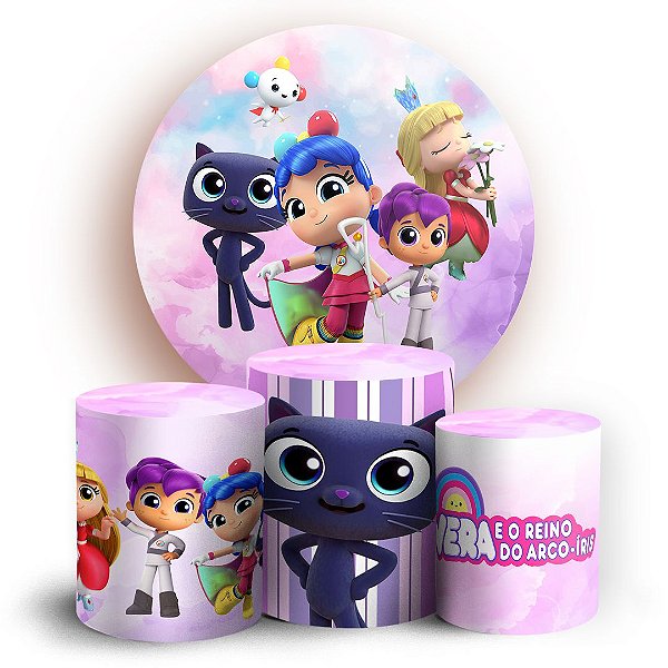 KIT Redondo e Trio - Vera No Reino Do Arco Iris - Sublimado 3D