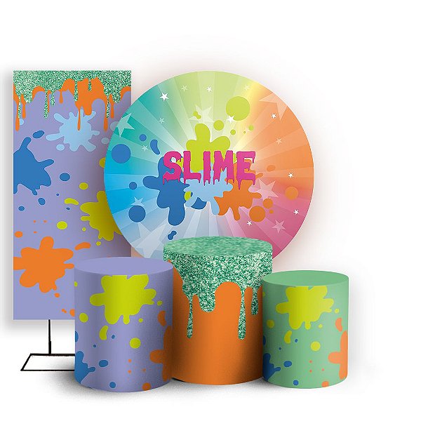 Capas Painel Redondo Trio Cilindro e Faixa Lateral Sublimado - Slime