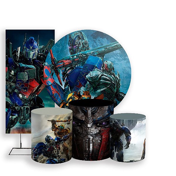 Capas Painel Redondo Trio Cilindro e Faixa Lateral Sublimado - Transformers