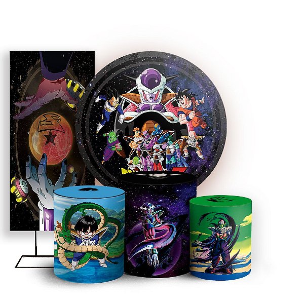 Capas Painel Redondo Trio Cilindro e Faixa Lateral Sublimado - Dragon Ball