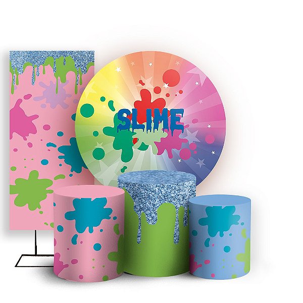 Capas Painel Redondo Trio Cilindro e Faixa Lateral Sublimado - Slime