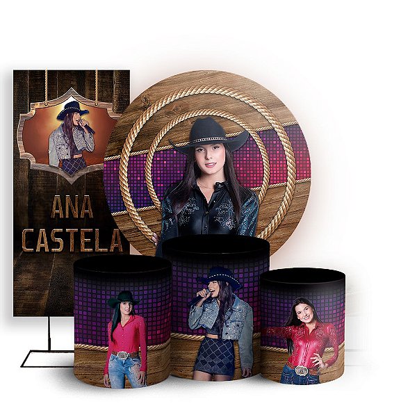Capas Painel Redondo Trio Cilindro e Faixa Lateral Sublimado - Ana Castela
