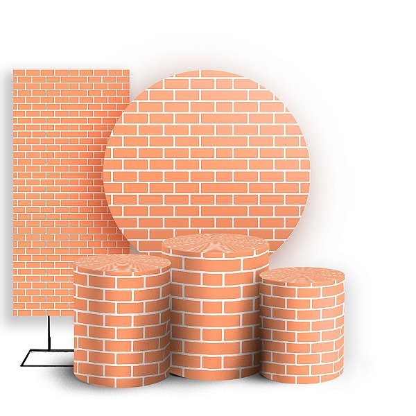 Capas Painel Redondo Trio Cilindro e Faixa Lateral Sublimado - Tijolos