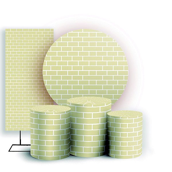 Capas Painel Redondo Trio Cilindro e Faixa Lateral Sublimado - Tijolos