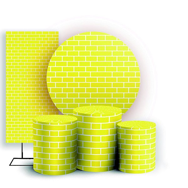 Capas Painel Redondo Trio Cilindro e Faixa Lateral Sublimado - Tijolos