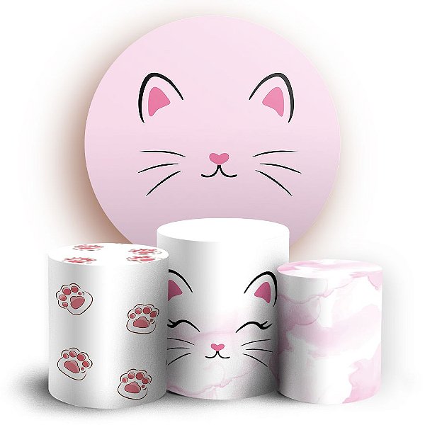 KIT Redondo e Trio - Gato Rosa - Sublimado 3D