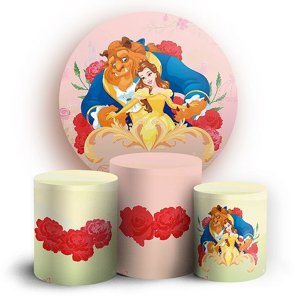 KIT Redondo e Trio - Bela e a Fera - Sublimado 3D