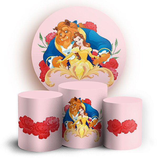 KIT Redondo e Trio - Bela e a Fera - Sublimado 3D