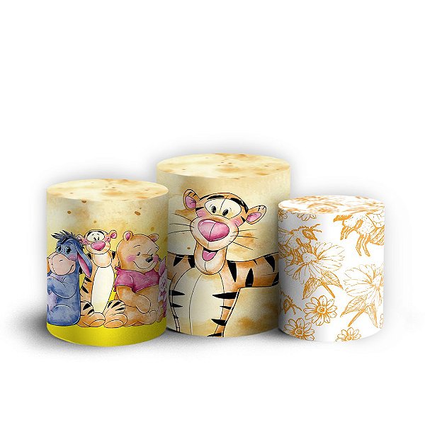 Trio Cilindro - Ursinho Pooh - Sublimado 3D + Elástico
