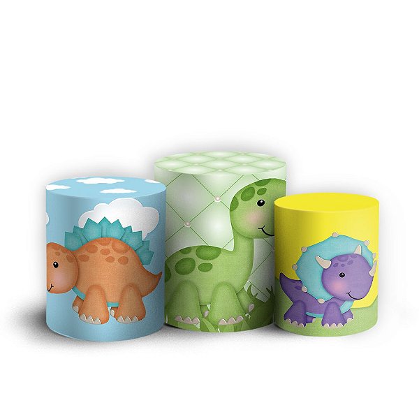 Trio Cilindro - Dinossauro - Sublimado 3D + Elástico