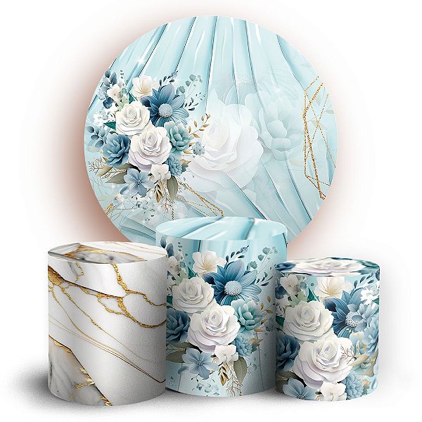 KIT Redondo e Trio - 15 Anos Floral - Sublimado 3D