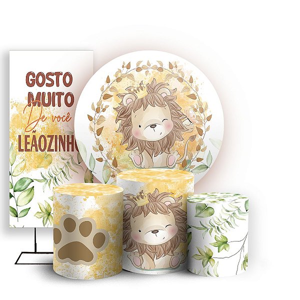Capas Painel Redondo Trio Cilindro e Faixa Lateral Sublimado - Leaozinho
