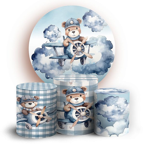 KIT Redondo e Trio - Urso Azul - Sublimado 3D