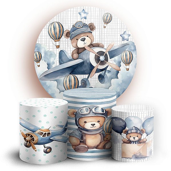 KIT Redondo e Trio - Urso Azul - Sublimado 3D