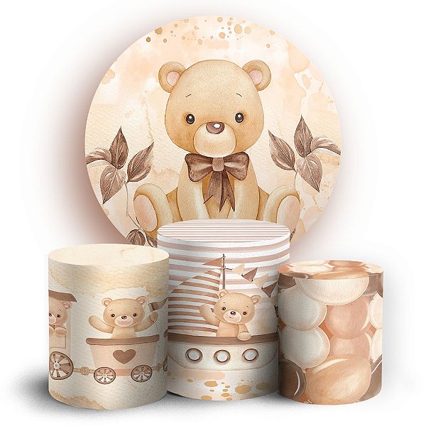 KIT Redondo e Trio - Ursinho Marrom - Sublimado 3D