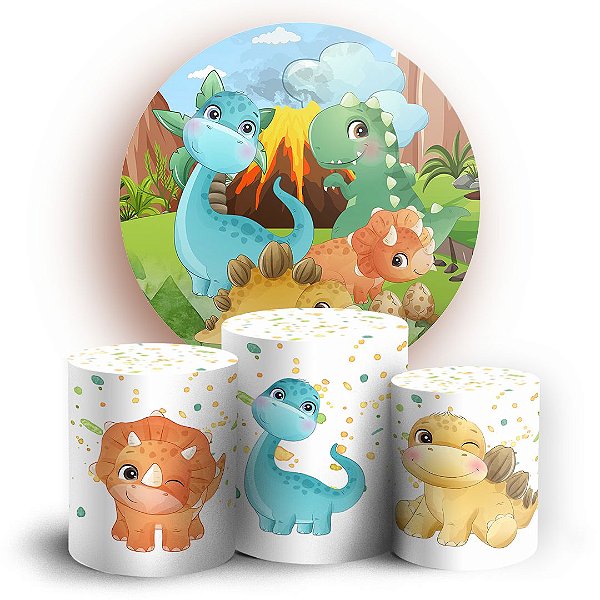 KIT Redondo e Trio - Dinossauro - Sublimado 3D