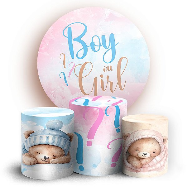 KIT Redondo e Trio - Cha Revelacao - Sublimado 3D