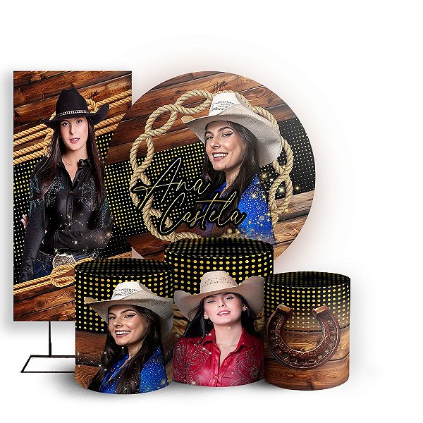Capas Painel Redondo Trio Cilindro e Faixa Lateral Sublimado - Ana Castela