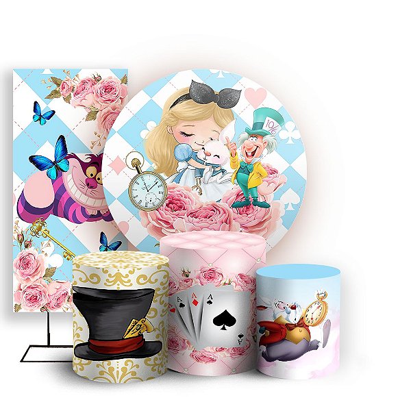 KIT Redondo Trio e Faixa - Alice Pais Das Maravilhas  Baby - Sublimado 3D