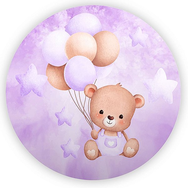 Painel Redondo - Ursinha Lilas - Sublimado 3D