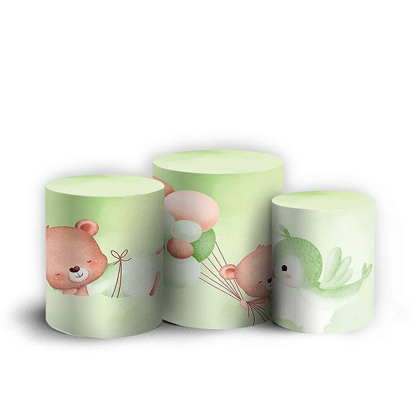 Capas Trio Cilindro Sublimado Vest Facil - Ursinho Verde