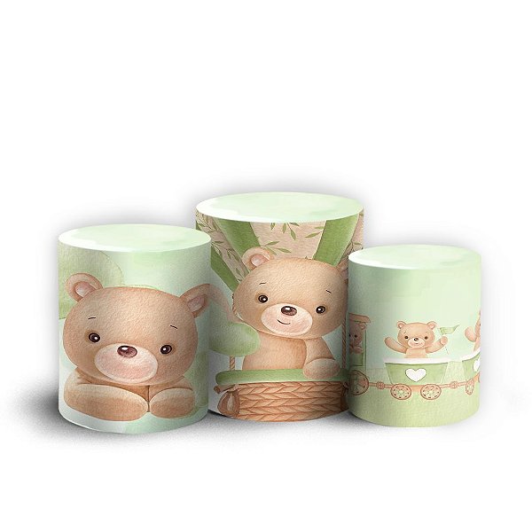 Capas Trio Cilindro Sublimado Vest Facil - Ursinho Verde