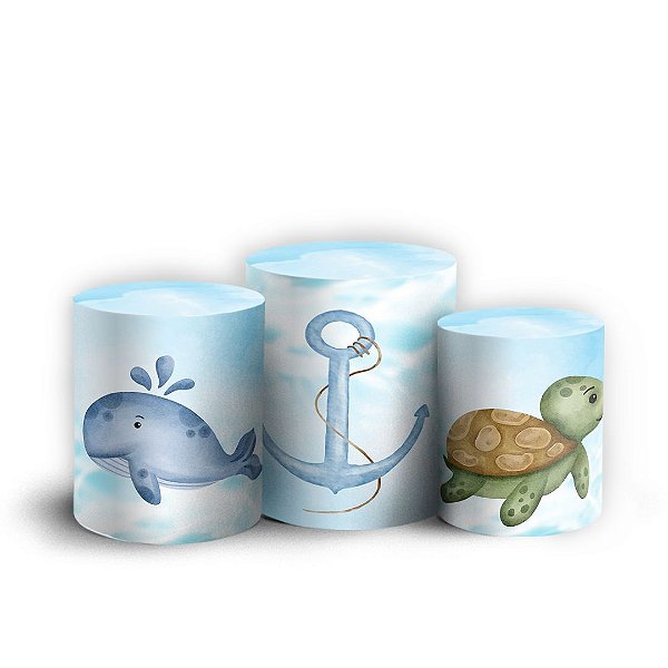 Capas Trio Cilindro Sublimado Vest Facil - Fundo Do Mar