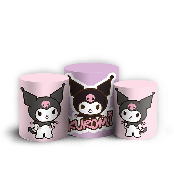 Capas Trio Cilindro Sublimado Vest Facil - Kuromi Rosa