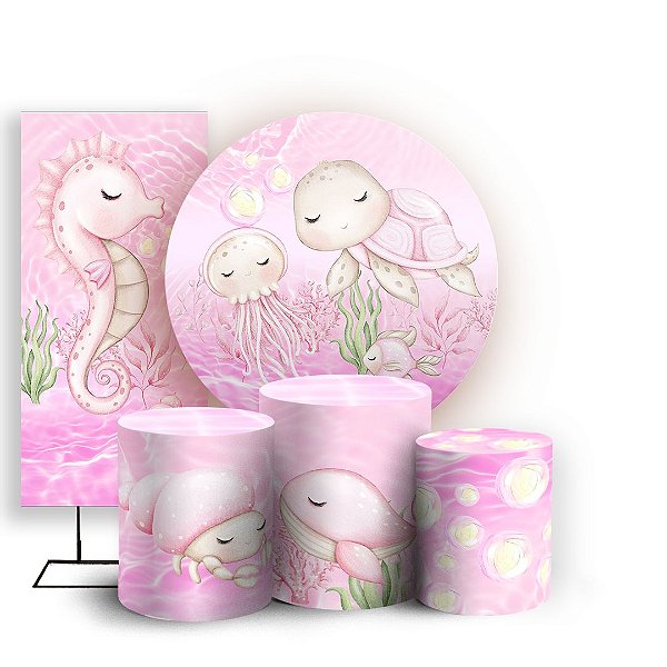 KIT Redondo Trio e Faixa - Fundo Do Mar - Sublimado 3D