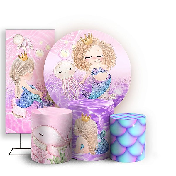 KIT Redondo Trio e Faixa - Fundo Do Mar - Sublimado 3D