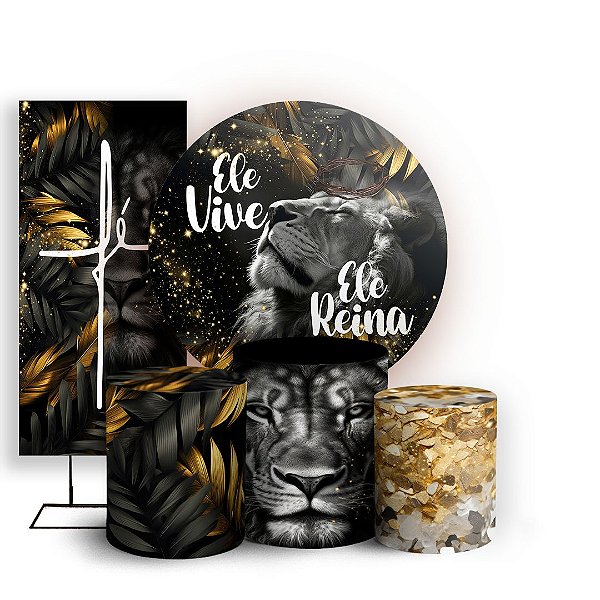 KIT Redondo Trio e Faixa - Jesus Leao De Juda - Sublimado 3D