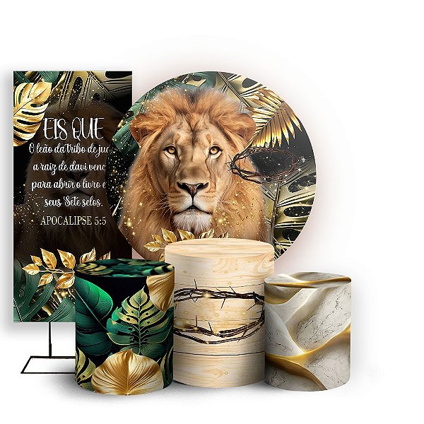 KIT Redondo Trio e Faixa - Jesus Leao De Juda - Sublimado 3D