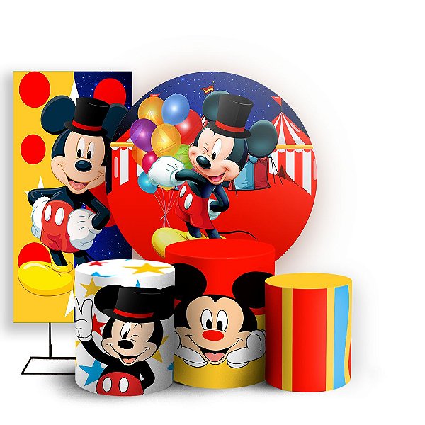 KIT Redondo Trio e Faixa - Mickey Circo - Sublimado 3D