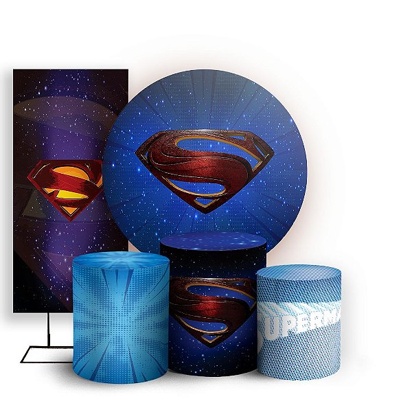 KIT Redondo Trio e Faixa - Super Man - Sublimado 3D