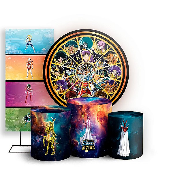 KIT Redondo Trio e Faixa - Cavaleiros do Zodiaco - Sublimado 3D