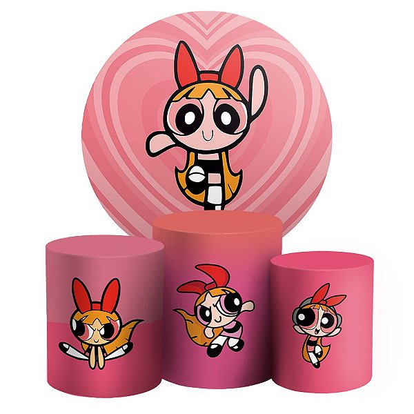 KIT Redondo e Trio - As Meninas Super Poderosas Florzinha - Sublimado 3D