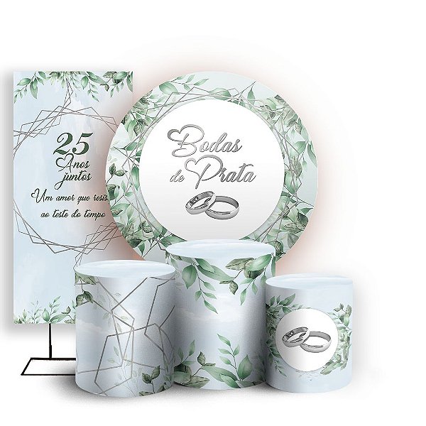 KIT Redondo Trio e Faixa - Bodas de Prata - Sublimado 3D