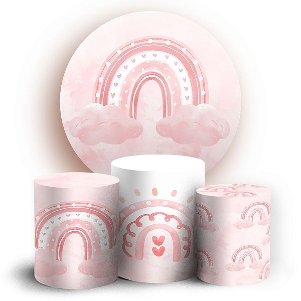 KIT Redondo e Trio - Arco Iris Rosa - Sublimado 3D