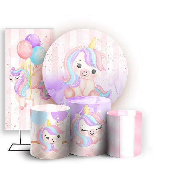 KIT Redondo Trio e Faixa - Unicornio - Sublimado 3D