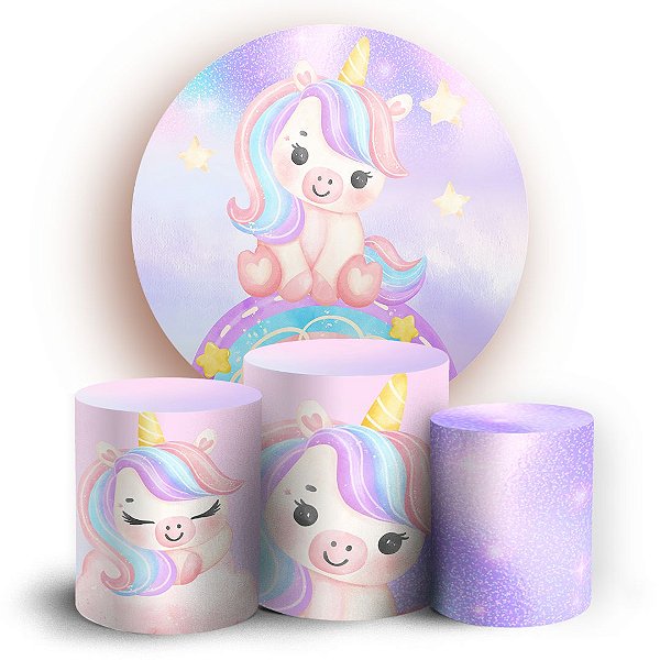 KIT Redondo e Trio - Unicornio - Sublimado 3D