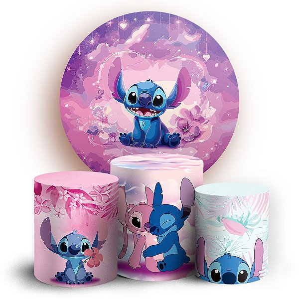 KIT Redondo e Trio - Lilo e Stitch - Sublimado 3D