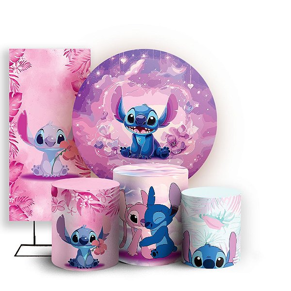 KIT Redondo Trio e Faixa - Lilo e Stitch - Sublimado 3D