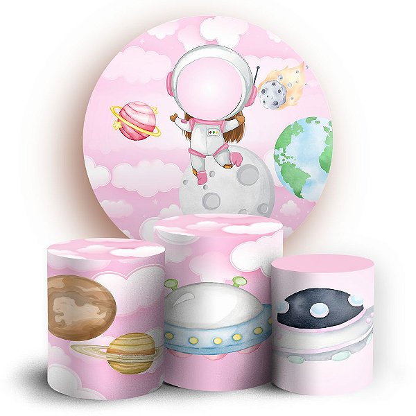 KIT Redondo e Trio - Astronauta Galaxia - Sublimado 3D