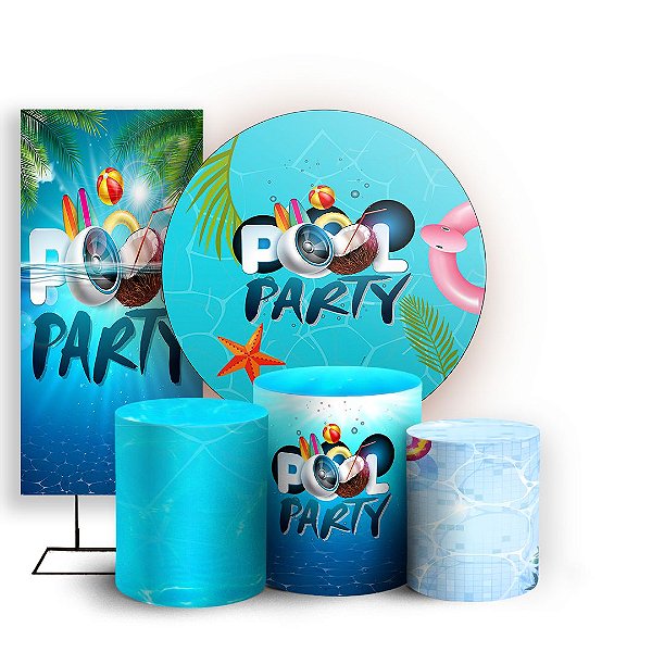 KIT Redondo Trio e Faixa - Pool Party - Sublimado 3D