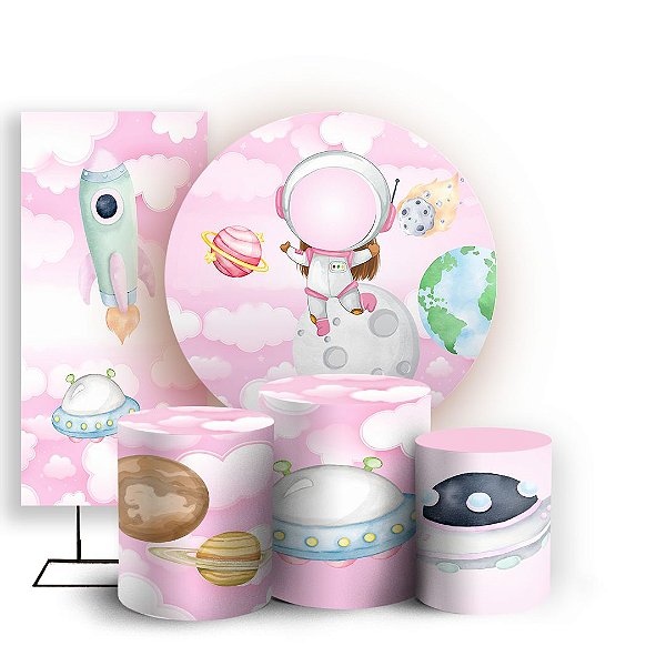 KIT Redondo Trio e Faixa - Astronauta Galaxia - Sublimado 3D