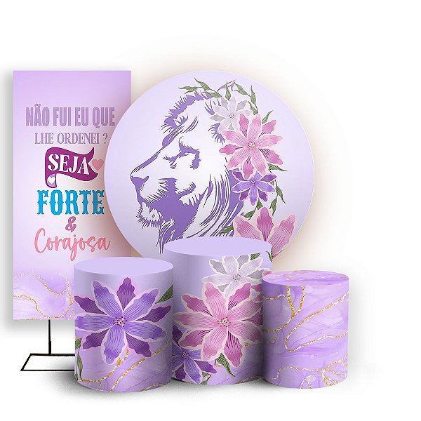 KIT Redondo Trio e Faixa - Seja Forte E Corajosa - Sublimado 3D