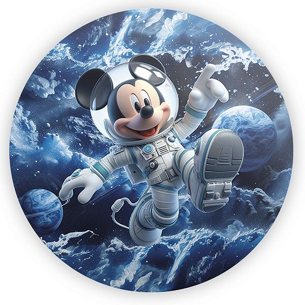 Painel Redondo - Mickey Astronauta - Sublimado 3D