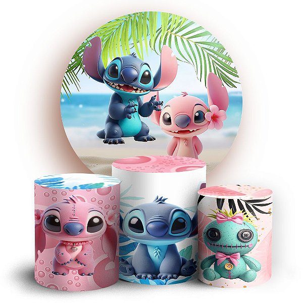 KIT Redondo e Trio - Lilo E Stitch - Sublimado 3D